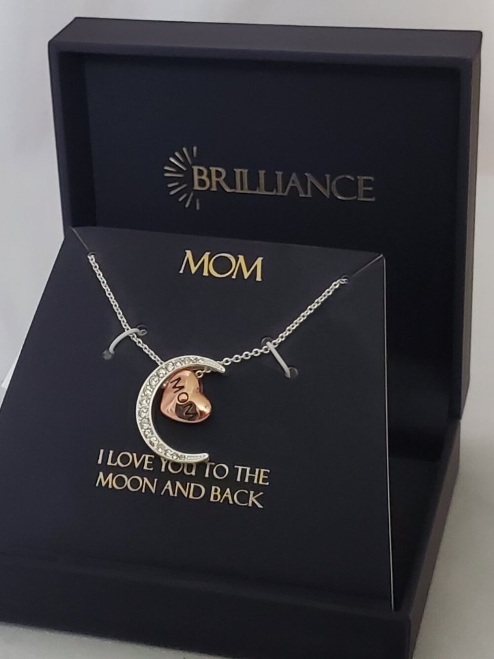 Brand New! "Mom -Love You to the Moon" Crystal necklace gift set. Ready to Gift!